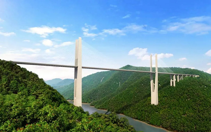 飞虹振兴，bti体育塔机助建黔东南第一高桥